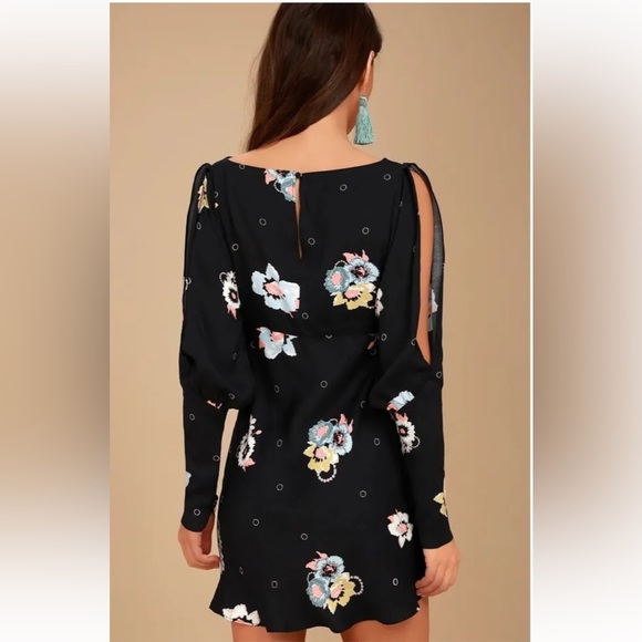 New Free People Womens Sunshadows Split-Sleeve Mini Dress Size 8 - Picture 3 of 16